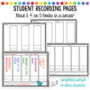 4 layered screenshots of student recording pages with 3, 4 or 5 books and 1 completed sample of 5 book page. Student Recording Pages on top.