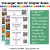 Screenshot of printable clue cards with book cover, call number and QR code. Scavenger Hunt for Chapter Books text box at top. Description of product contents in text box on right.