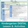 Screenshots of library orientation lesson plan with 2 banners reading Digital Read-aloud and Kindergarten DIGITAL Lesson & Activities.