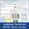 Screenshots of lesson materials and student work pages in Ladybug Terrarium Digital Research Center by Mrs. J in the Library.