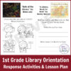 Screenshot of 1st grade library behavior and title & author activities for Bats at the Library by Brian Lies and A Library Book for Bear by Bonny Becker.