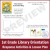 Screenshot of 1st grade reading response activity for Our Library by Eve Bunting.
