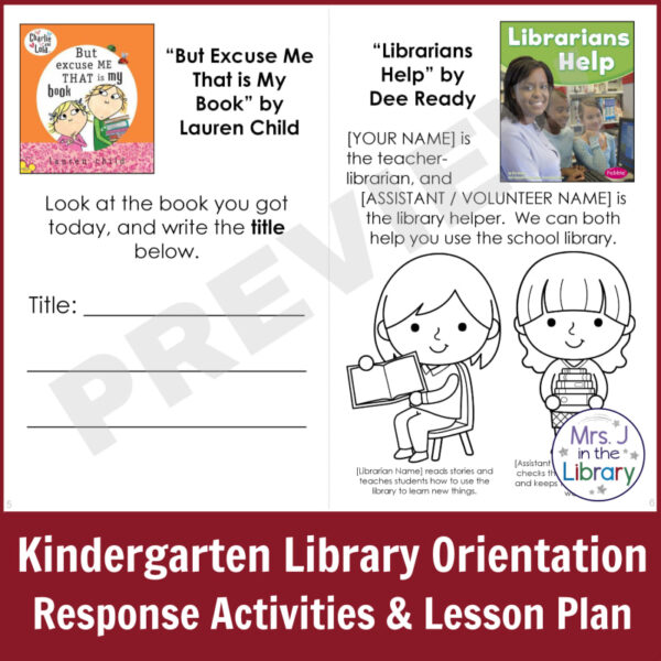 Screenshot of kindergarten library book care activity for But Excuse Me That is My Book by Lauren Child and Librarians Help by Dee Ready.