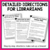 Detailed directions for librarians text above 3 screenshots of instructions, with step-by-step directions make set-up a breeze text below.