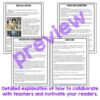 Detailed explanation of how to collaborate with teachers and motivate your readers text box with 4 screenshots from lesson.