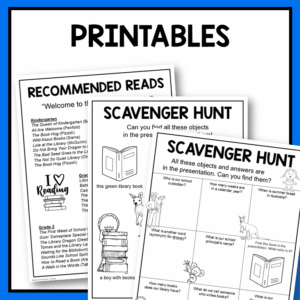 Printable book list of recommended read-alouds and 2 scavenger hunt activities.