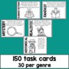 150 task cards 30 per genre text below 5 screenshots of samples.