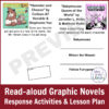 Read-aloud Graphic Novels Response Activities & Lesson Plan text below screenshots of 2 printable activities.