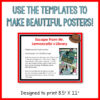Screenshot of 1 genre booktalk sample with the caption Use the Templates to Make Beautiful Posters! Designed to print 8.5" x 11" text on bottom.