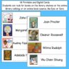 48 Printable and Digital Cards, Students can look for books on the library shelves or the online library catalog or an online book source, like Epic or Sora header text. Screenshots of 2 sheets of cards with 4 names each, with book cover images.