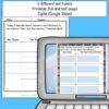 Title text reads 5 different exit tickets, Printable (full and half page), Digital (Google Slides). Screenshots of exit ticket printable and digital version on laptop.