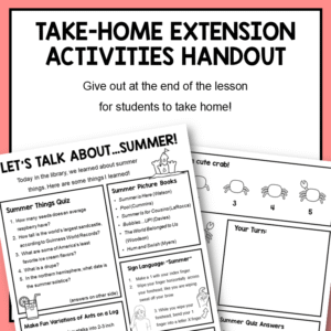 2 pages of Take-Home Extension Activities Handout with text: Give out at the end of the lesson for students to take home.