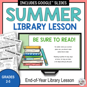 Be Sure to Read slide on monitor next to scavenger hunts & Recommended Reads list, with text Grades 2-5.