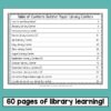 Table of Contents: Butcher Paper Library Centers printable with 60 pages of library learning text.