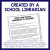 Screenshot of From One School Librarian to Another letter below Created by a School Librarian title. Footer reads These documents are based on ALA recommendations and 15 years of library experience in two countries.