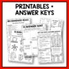 Screenshots of Easier & Harder Scavenger Hunt printables with Answer Key below Part II - Scavenger Hunts title. Footer reads Keep students engaged during checkout! All images and answers to the questions appear in Part II of the presentation.