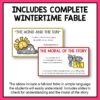 2 screenshots of fable slides below Includes Complete Wintertime Fable title. The slides include a full-text fable in simple language the students will easily understand. Includes slides to check for understanding and the moral of the story, footer.