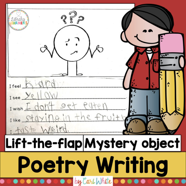 Lift-the-flap Mystery object Poetry Writing text. Photo of completed clue printable.