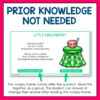 Prior Knowledge Not Needed text above screenshot of Little Miss Muffet slide. The nursery rhyme comes after the question. Read this together as a group. The students can answer or change their answer after reading the nursery rhyme, footer text.
