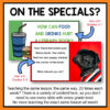 Screenshots of How Can Food and Drinks Hurt a Library Book and What Should You Do slides below On the Specials title text. There is a variety of content here, so you don't need to use every slide with every grade level, footer text.