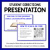 2 presentation slides with title text: Student Directions Presentation. Nine easy-to-follow slides give students all the directions they need to complete the scavenger hunt. All text is editable.