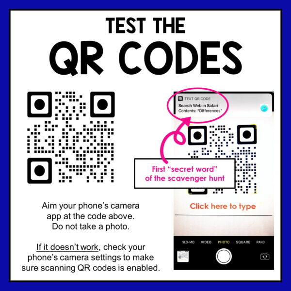 Test the QR codes directions for customers with screenshot of successful test results.