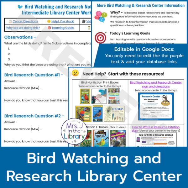 Overlapping screenshots from online notebook for Bird Watching and Research Library Center.