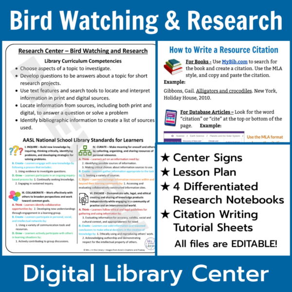 Screenshots of standards and resource citation slides in Bird Watching & Research Digital Library Center.