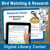 Screenshot of Center Sign with Beginner Library Center Work on tablet. Bird Watching & Research text above, Digital Library Center text below.