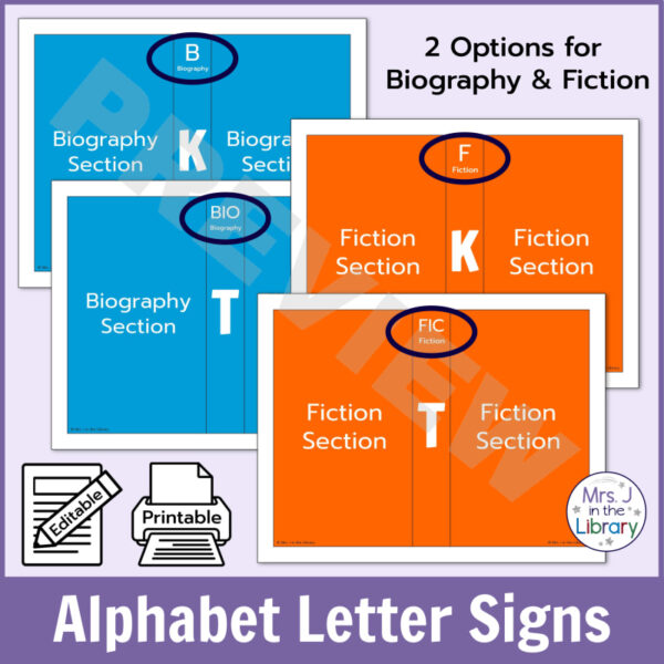2 versions of biography and fiction signs. Text reads 2 Options for Biography & Fiction.
