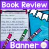 Book Review Banner in text box. Image of completed printable.
