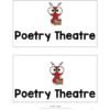 Clip art ant with text that says Poetry Theatre.