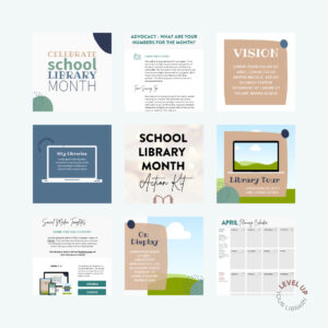 Product contents including social media templates, planning calendar, weekly theme, and time-saving tips.