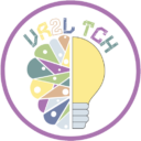 circle logo for Vr2l Tch, pronounced Virtual Teach.
