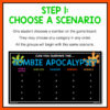Step 1: Choose a Scenario with screenshot of game board. One students chooses a number on the game board in any category in any order.