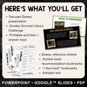 2 slides and bookmarks with text overview of contents.