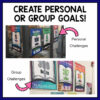 Create Personal or Group Goals above photos of personal challenge and group challenge posters on display in library.