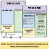 Blank template and filled in example for welcome sheet with text: Editable templates to create a welcome message for the substitute and provide important information for the day.