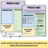 Blank template and filled in example for welcome sheet with text: Editable templates to create a welcome message for the substitute and provide important information for the day.