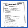 Screenshot of Recommended Reads. Includes list of 22 picture books, fiction, and nonfiction titles for Grades 4-7. All are well-reviewed and in-print (as of September 2022) for Grades 4-7. Editable.