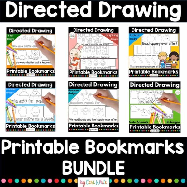 48 Directed Drawing Printable Bookmarks
