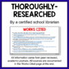Thoroughly-Researched by a certified school librarian above screenshot of works cited slide. All information came from peer-reviewed academic journals.