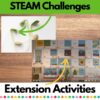 Pumpkin seeds sprouting on paper with a video screenshot of STEAM Challenges Extension Activities.