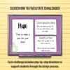 Lesson presentation slideshow on computer screen; Each challenge includes step-by-step directions to support students through the design process.