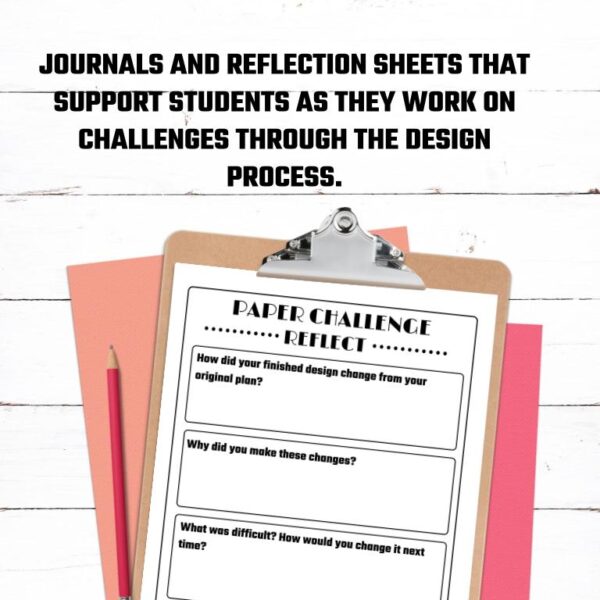 Journal sheet on a clipboard for students to complete.