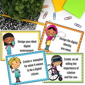 4 task cards of digital citizenship activities.
