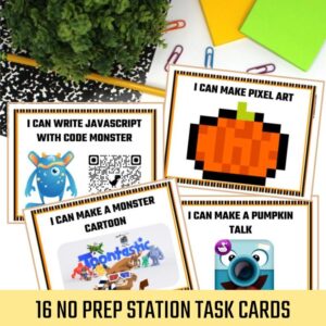 4 task card activities for no prep stations.