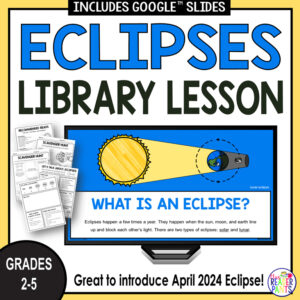 What is an eclipse slide with 3 pages of printables and text: Grades 2-5.