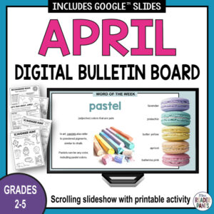 Pastel color slide with 3 pages of printables and text: Grades 2-5.