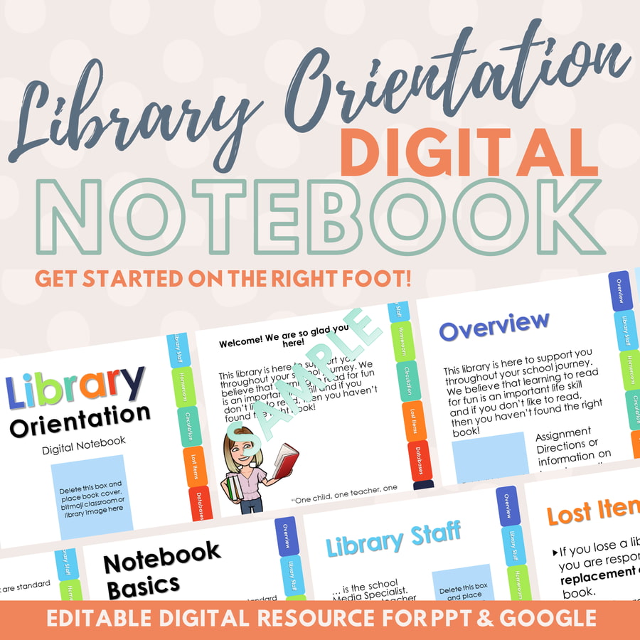 Library Orientation Digital Notebook or Handbook for Middle School ...